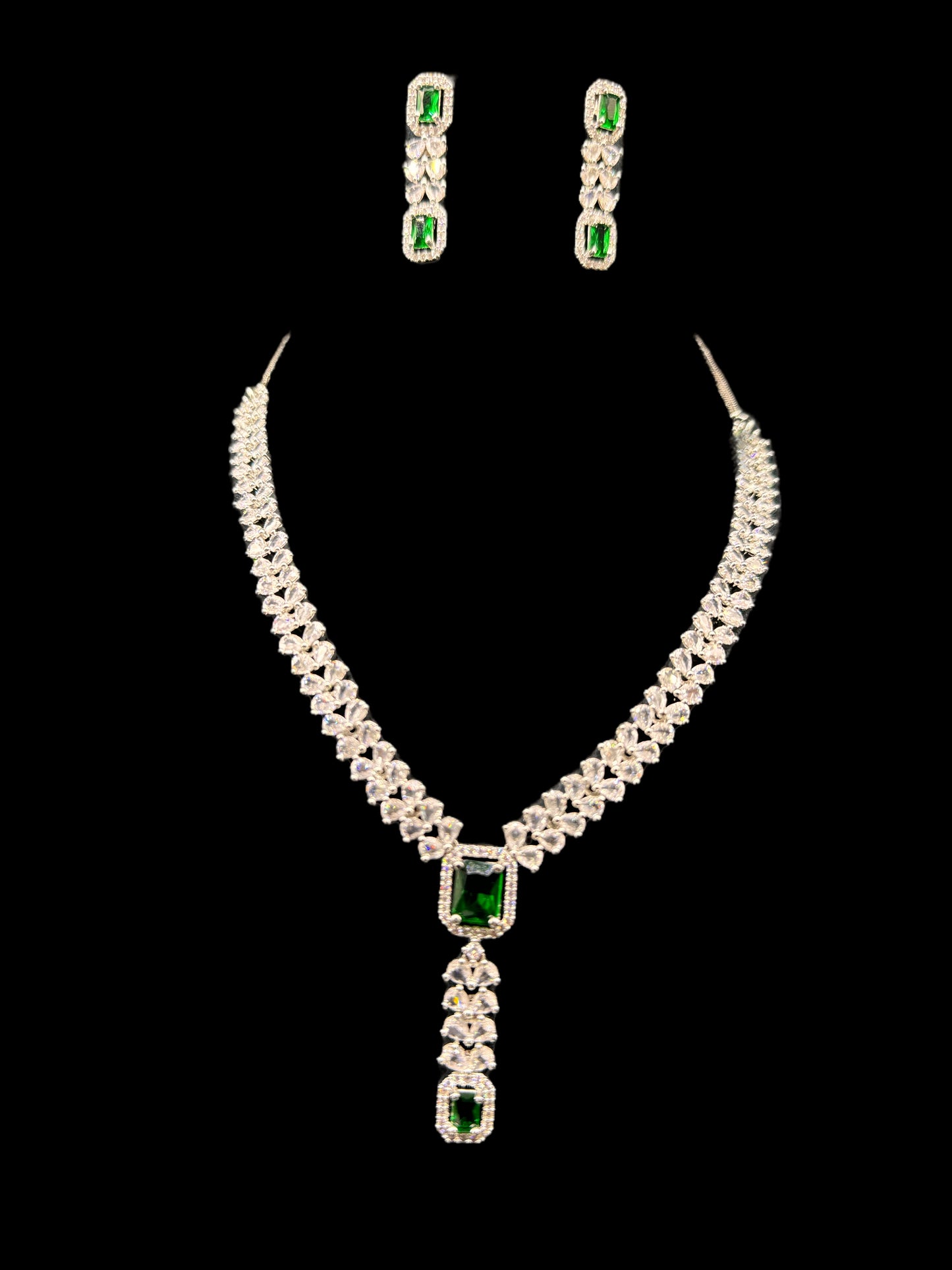 Green Glow Necklace And Earring Set