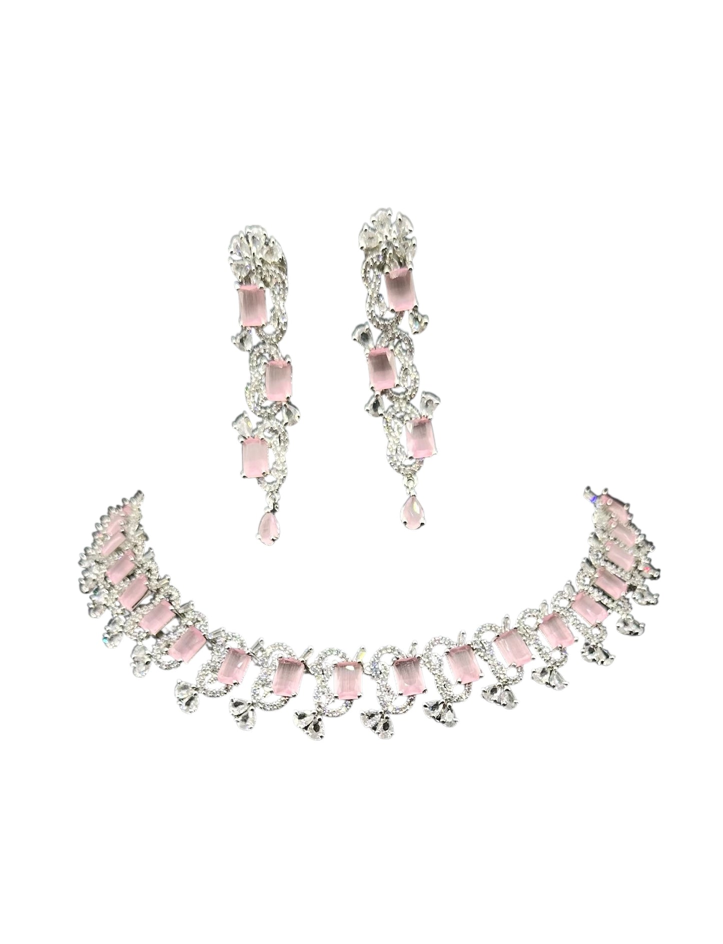 Pink Pearls Necklace And Earring Set