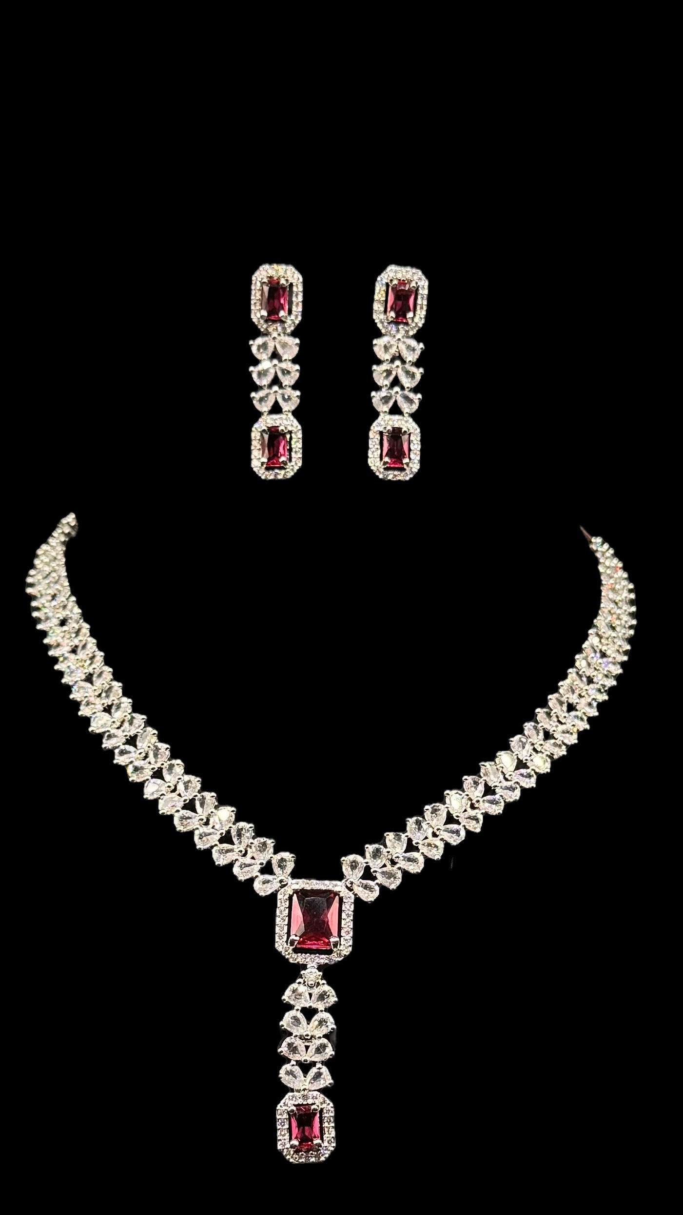 Red Glow Necklace And Earrings