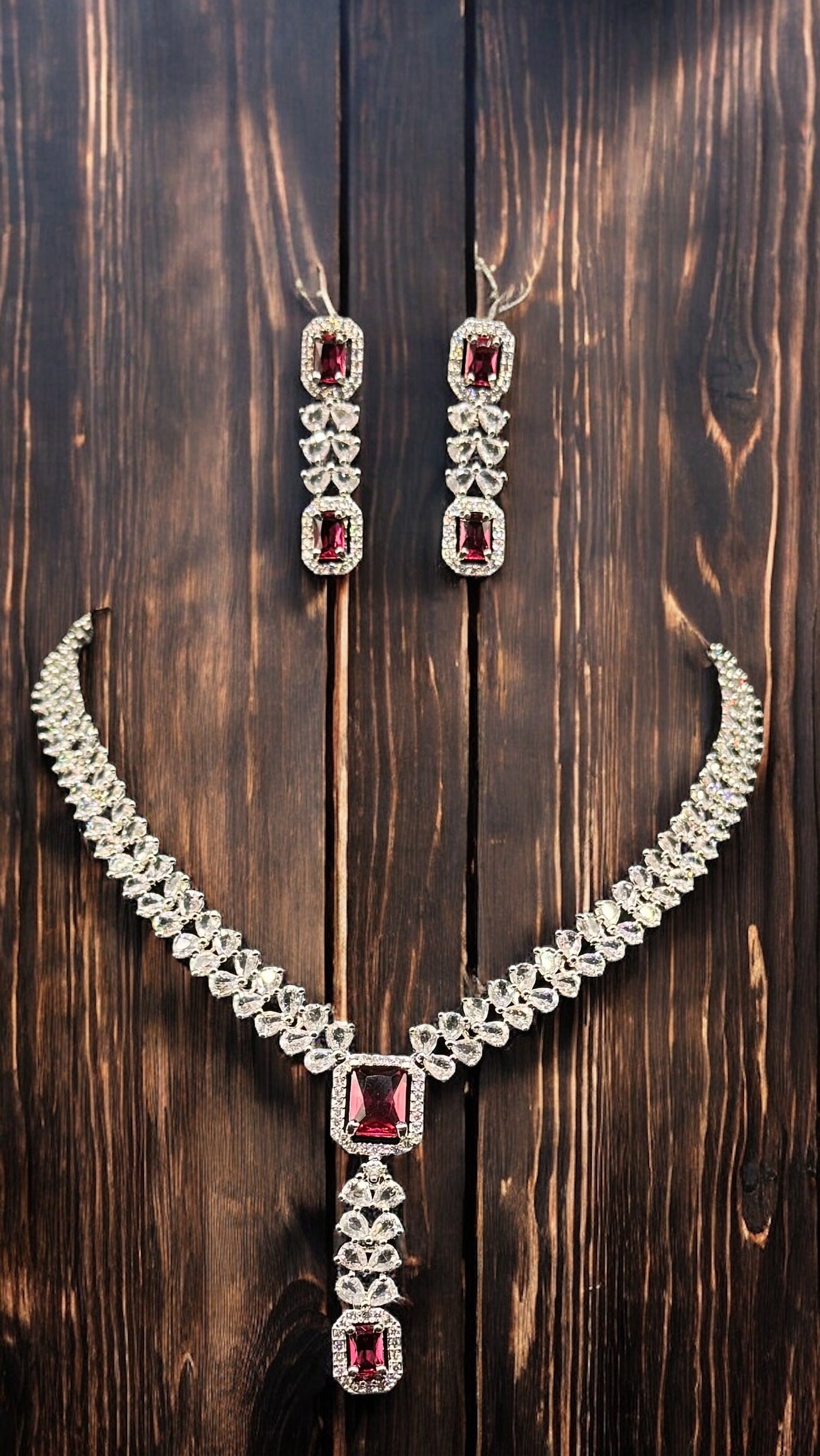 Red Glow Necklace And Earrings